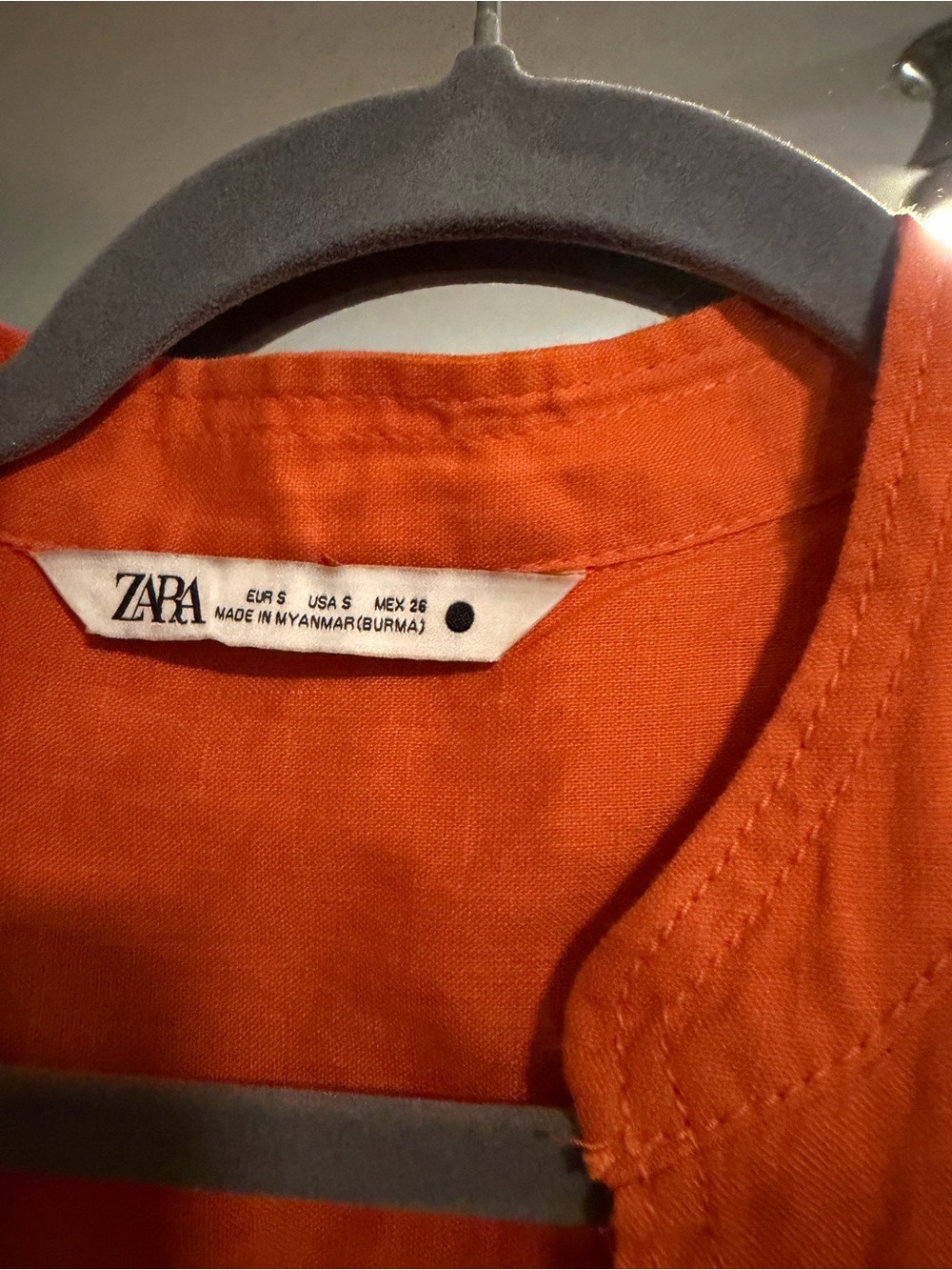 Zara Orange Linen Maxi Shirt Dress - Picture 3 of 5